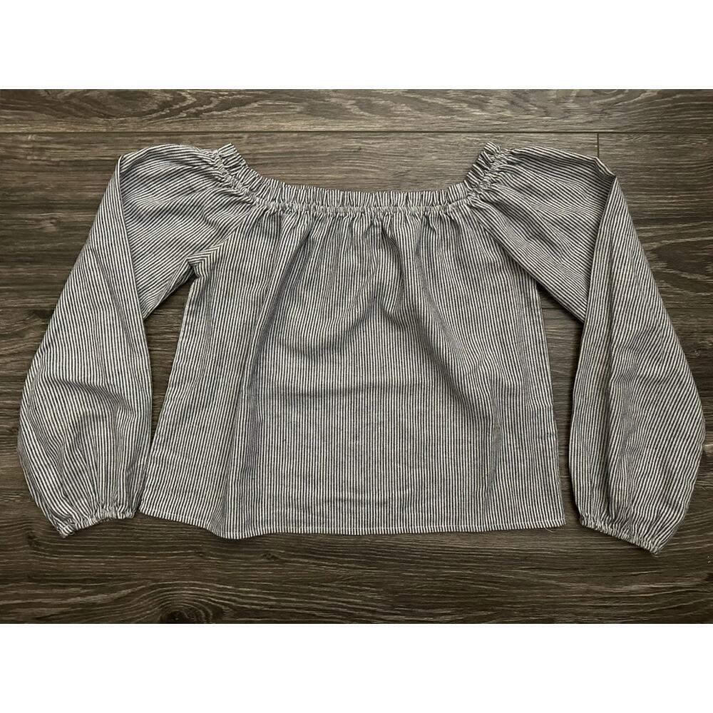 Brandy Melville Womens Long Sleeve Theia Off The Shoulder Striped Top